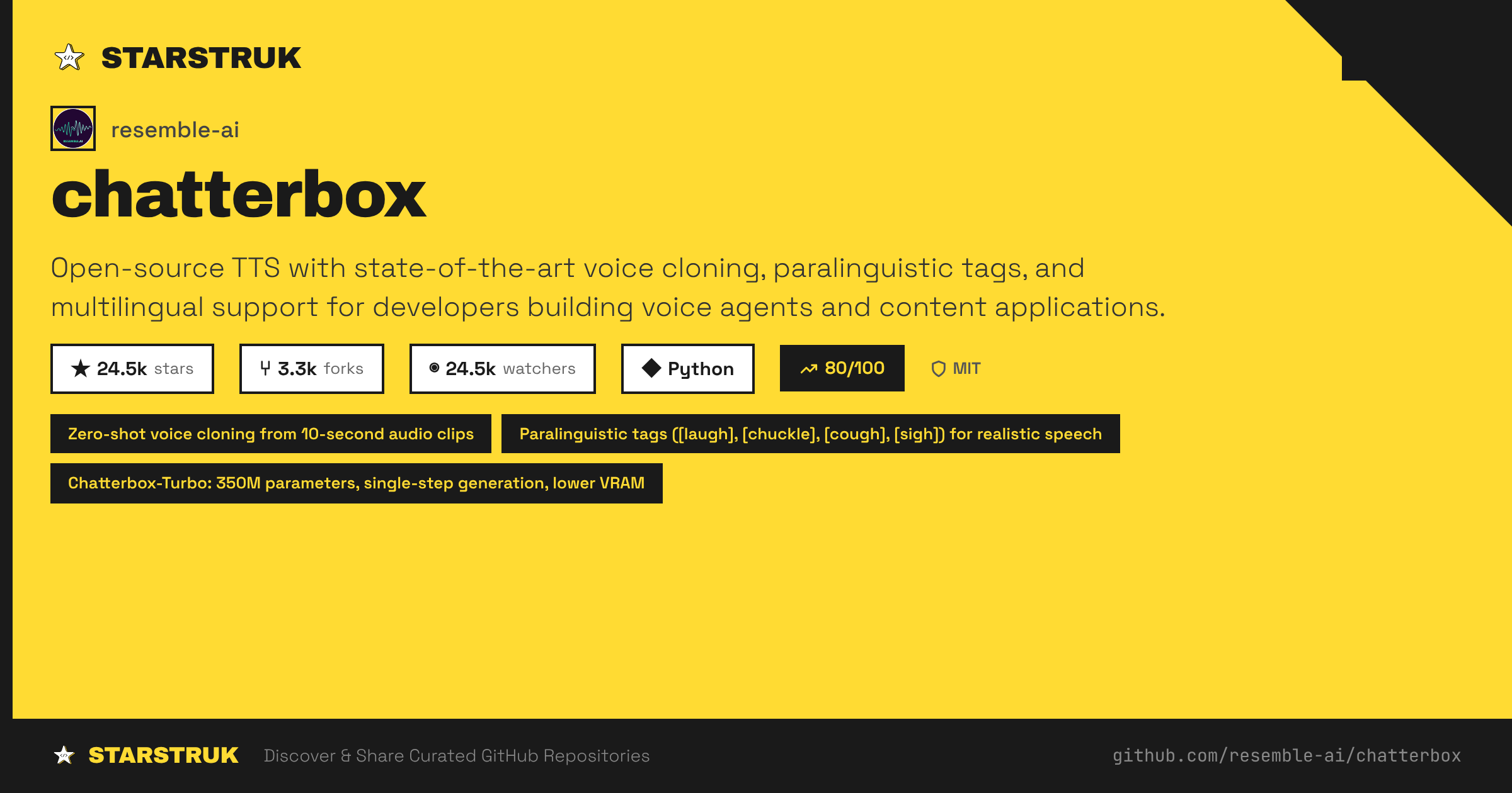 chatterbox by resemble-ai | Starstruk